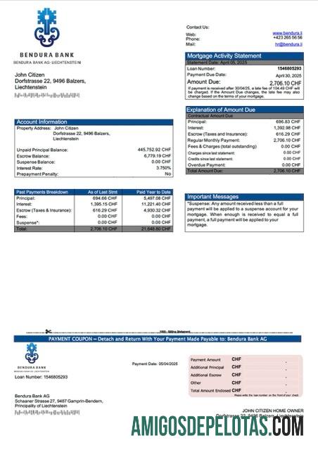 imprimível Liechtenstein Bendura Bank AG Declaração de hipoteca modelo Word e PDF